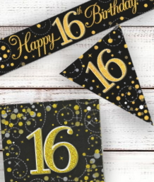 Gold Sparkle 16th Birthday Party Supplies | Balloon | Decoration | Pack